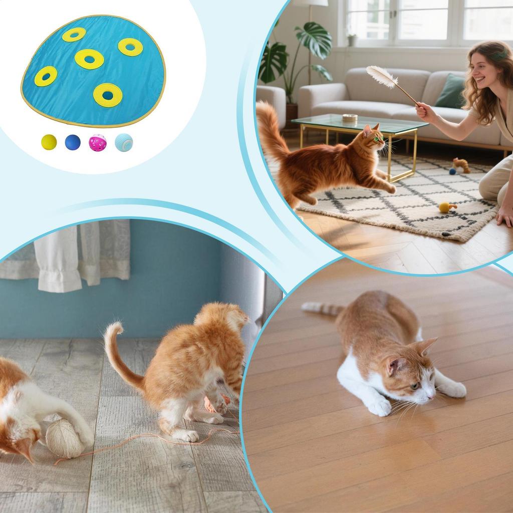 Interactive Cat Toy Cover Interactive Toys For Cats With 4 Rolling Balls Self-Activity Electric Entertain For Play Hunt Train