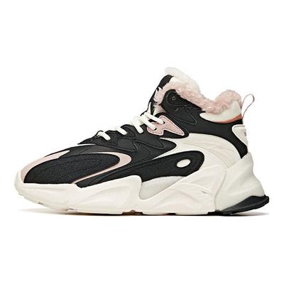Lifestyle Series Fleece Lined Casual Shock Absorbing Non-Slip Wear-Resistant Mid-Top Sports Shoes Women Sneakers Black White 922048910-3