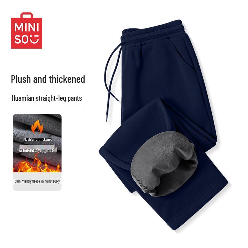 MINISO Men s Winter Fleece-Lined Straight Casual Pants M