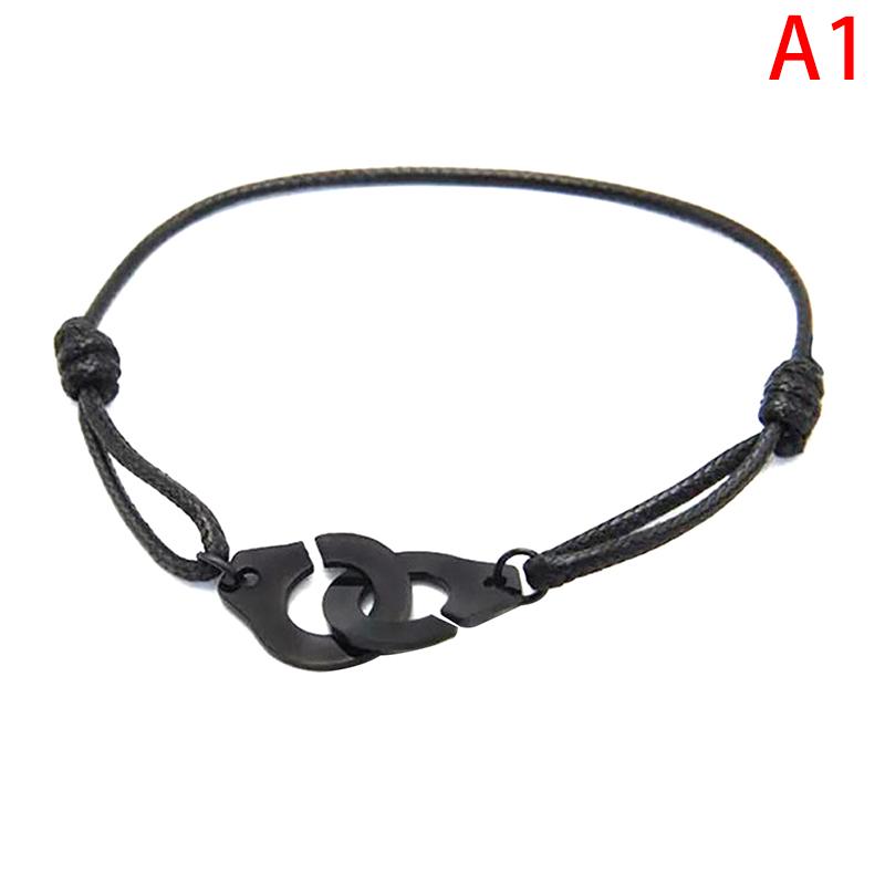 Classic Hand Woven Titanium Steel Handcuffs Bracelets, Couple Leather Bracelets, Multi Color Matching Accessories Couple Gift