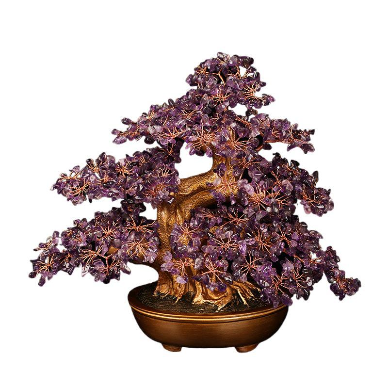 Amethyst Money Tree Ornament: Purple Wealth-Attracting Home Decor Gift