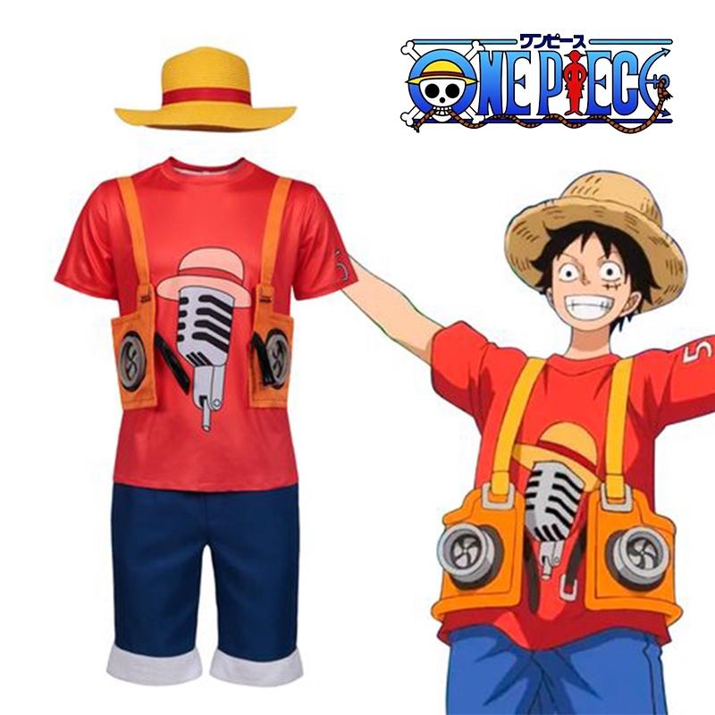 One Piece Film Red-luffy Cosplay Costume Set For Kids And Adults