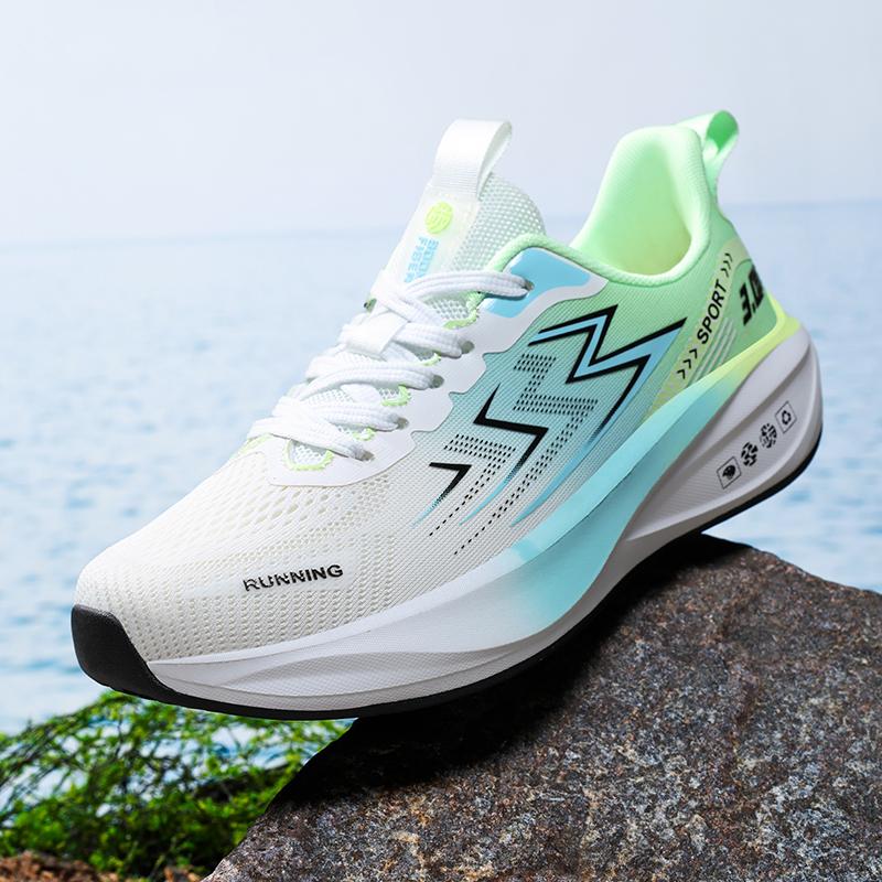 Mens Running Shoes  New Mesh Breathe Lightweight Cushioning Thick Sole Marathon Sneakers Fashion Multi-Color Casual Sneakers