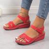 Summer new fashion sandals women's wedge heel Velcro thick sole large size one-word sandals