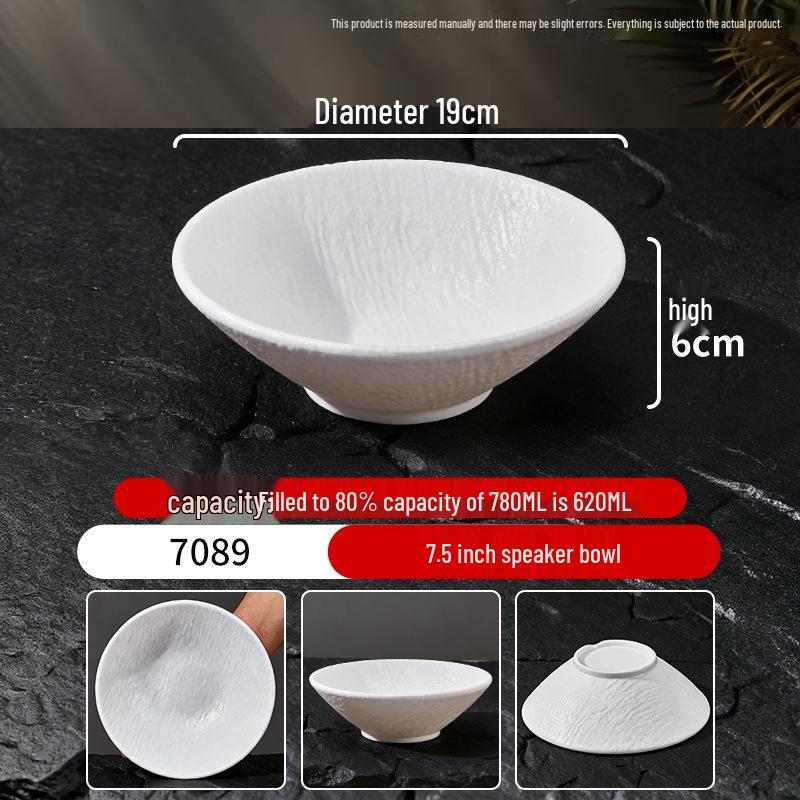 Melamine White Large Noodle Bowl - Imitation Porcelain for Ramen, Mala Tang, and Luosifen