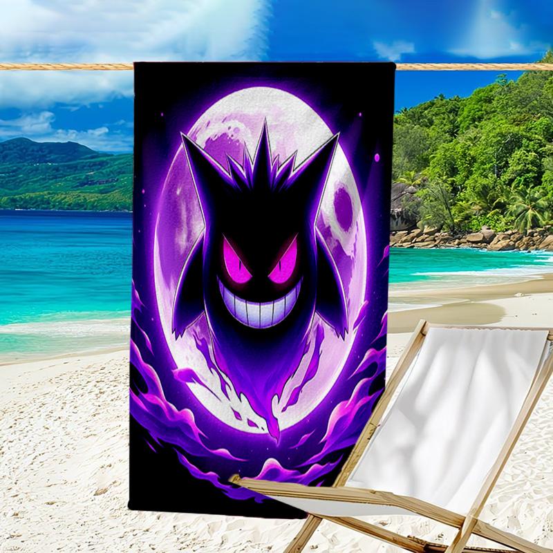 1pc Gengar1 Beach Towel, Beach and Seaside Swimming Pool Equipment, Fashion Pattern, Rectangular, Travel Essentials