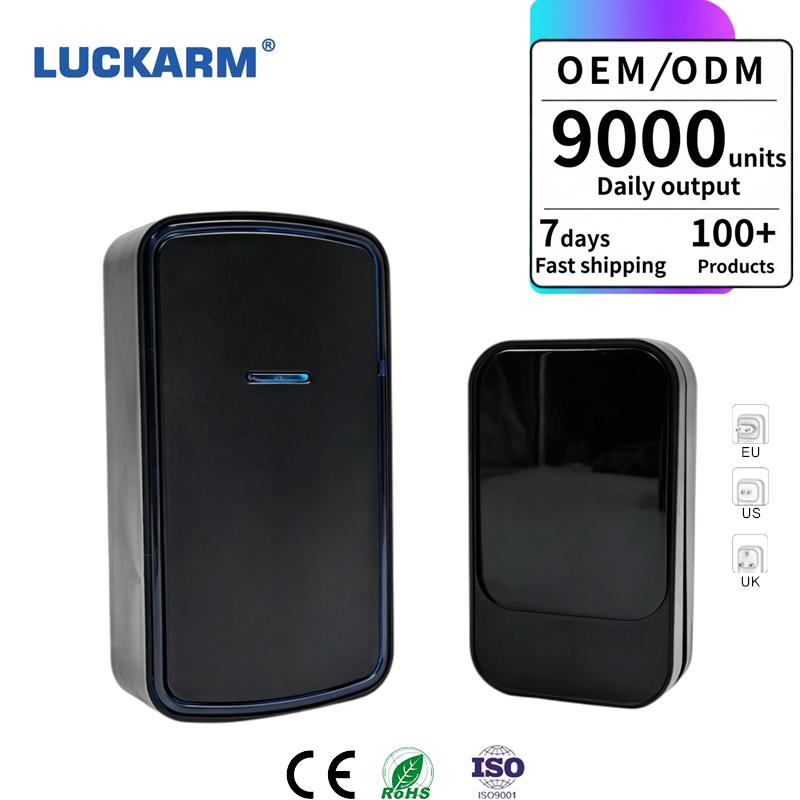 Hot Sale Battery-free Easy Installation IP68 Apartment Use Doorbell Receiver Self-powered Waterproof Wireless Doorbell чёрный
