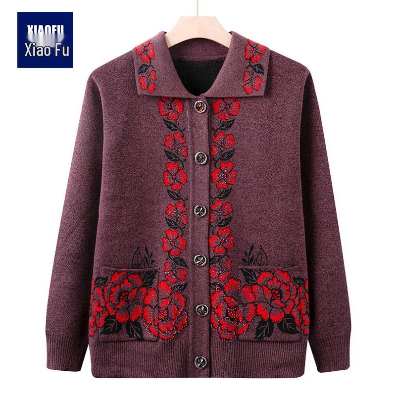 

Women s Floral Long-Sleeve Knit Cardigan Sweater 4XL