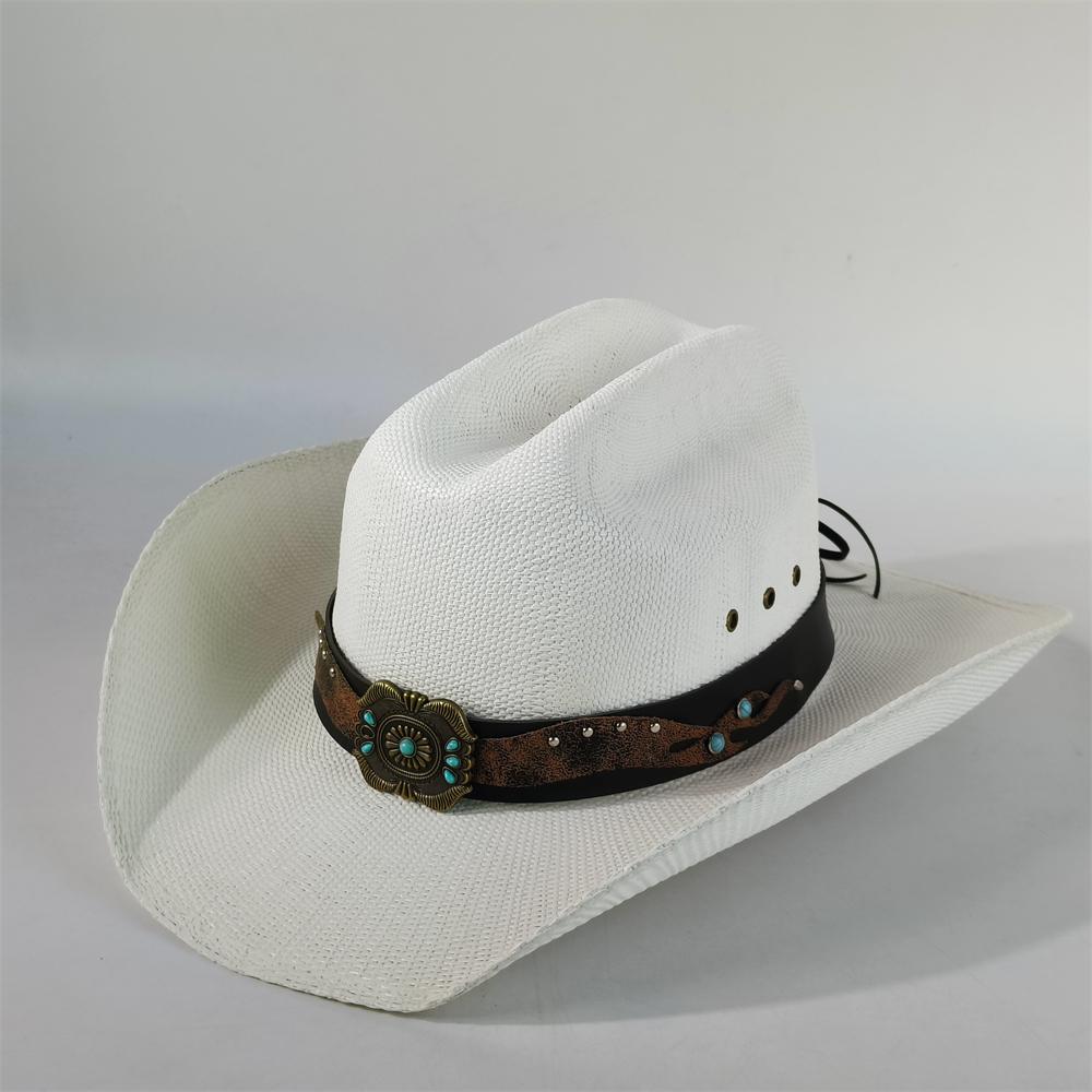 Cappello da cowboy in paglia rigida da uomo cappello da pascolo a tesa larga da donna cowboy tinta unita cappello da sole estivo confezione in scatola sombrero vaquero hombre