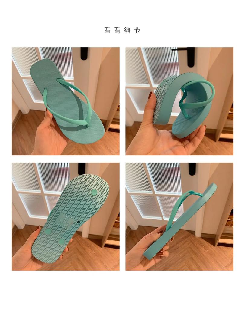 Fashion Women's Shoes Summer PVC Women's Flat Flip Flops  Outdoor Fashion Women's Sandals Simple Leisure Beach Slippers