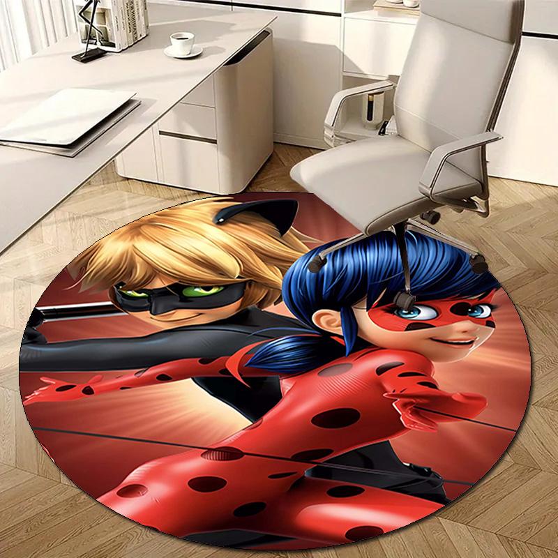 1pc Ladybug Design Printed Area Round Carpet for Bedroom Living Room Home Decor Rugs Mat Non Slip Mat Rug for Bedside