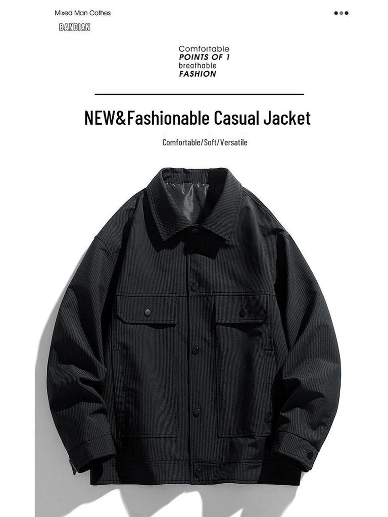 New Men's Casual Solid Color Lapel Jacket - Youthful, Trendy, and Versatile Design