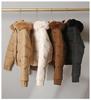 Women's Winter Petite Thickened Down Cotton Jacket with Fur Collar and Velvet Lining