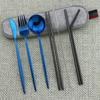 Dinnerware Portable Travel Rainbow 8pc Set Knife Fork Spoon Cutlery Set 304 Stainless Steel Flatware Set With Chopsticks Straws