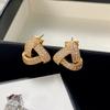 3D Intertwined Triangle Full Paved Cubic Zirconia Stud Earrings Vintage Geometric Commuter Women Ear Jewelry
