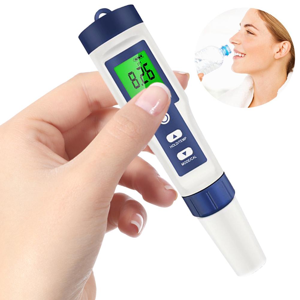 5-in-1 Water Tester Water Quality Tester High Accuracy Digital PH Tester Backlight PH/EC/TDS/Salt/Temp Meter for Drinking Water