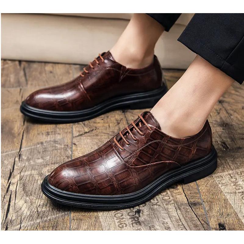 

Foreign trade men s shoes 2025 new crocodile pattern casual men s leather shoes business men s summer and autumn British wedding banquet shoes 38