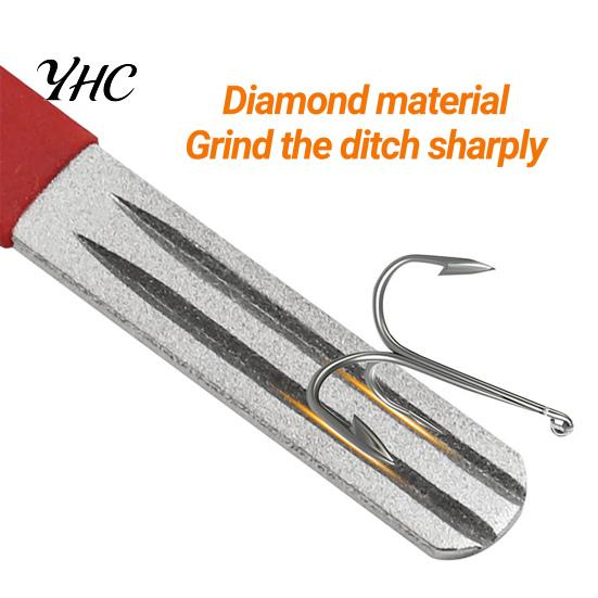 Fishing Grinding File Hook Sharpener Sharp Anti-skid Portable Three Grooves Diamond Stone for Camping