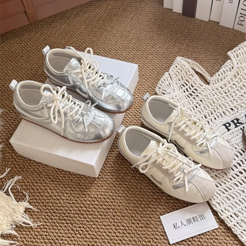 Sheepskin version~ silver retro German training shoes for women's 2025 autumn new versatile, lightweight soft-soled casual sports Forrest Gump shoes