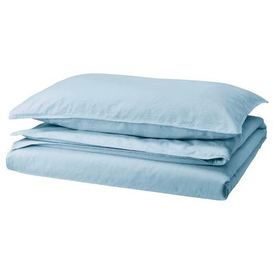 Bettbezug und Kissenbezug, ANGSLILJA Bettbezug und Kissenbezug Blau-grau,