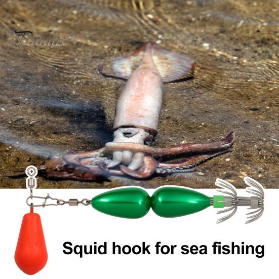 9CM/27G Squid Jig Hook with Colorful Beads Swivel Double-layer Umbrella Hook Cuttlefish Sleeve Fishing Hook Freshwater Saltwater Fishing Accessories