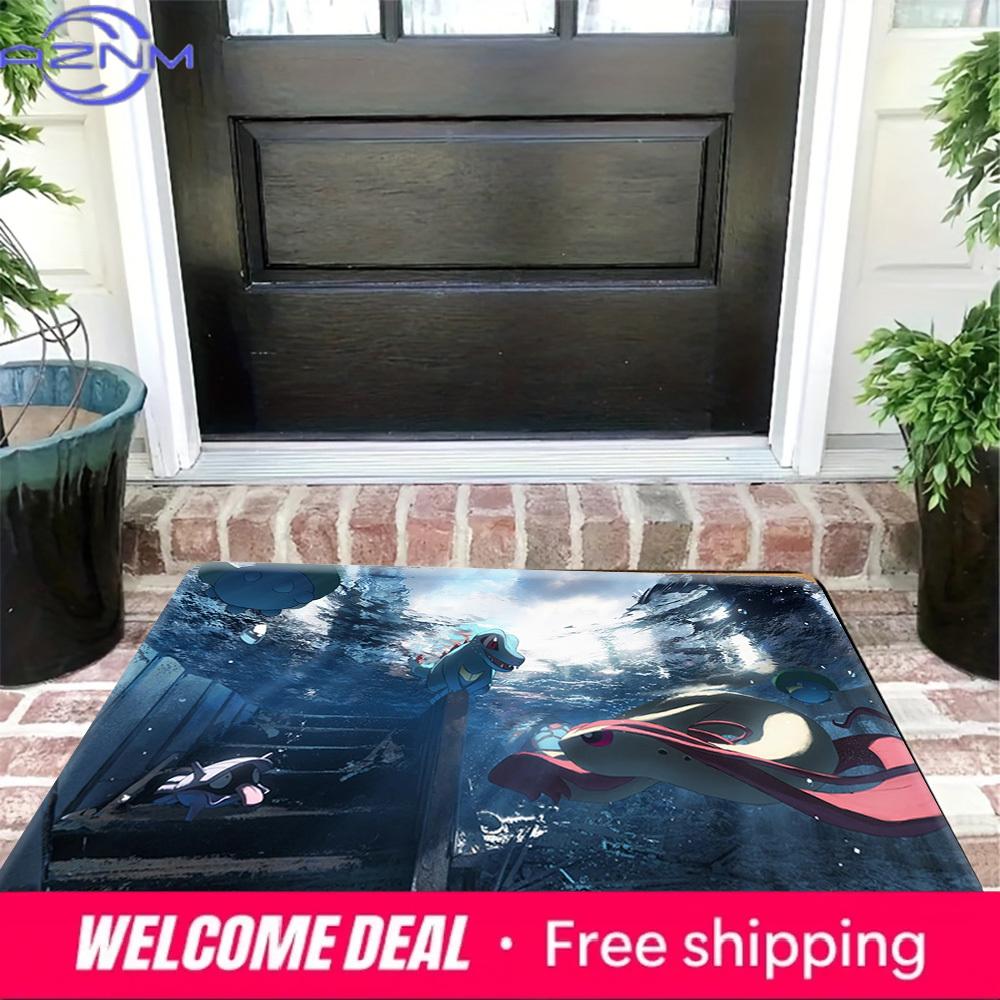 Pokemon Water Type Underwater Adventure Print Non-Slip Doormat, Absorbent Floor Mat for Home Decor