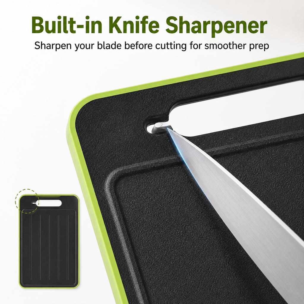 Meltset M 4 In 1 Multifunctional Cutting Board Knife Sharpener Garlic Grinder Aluminum Defrost Board PP+TPR Non-Slip 36.5x25cm