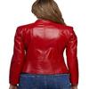 NOORA Womens Lambskin Red Leather Jacket, Motorcycle Jacket, Slim Fit Winter Jacket