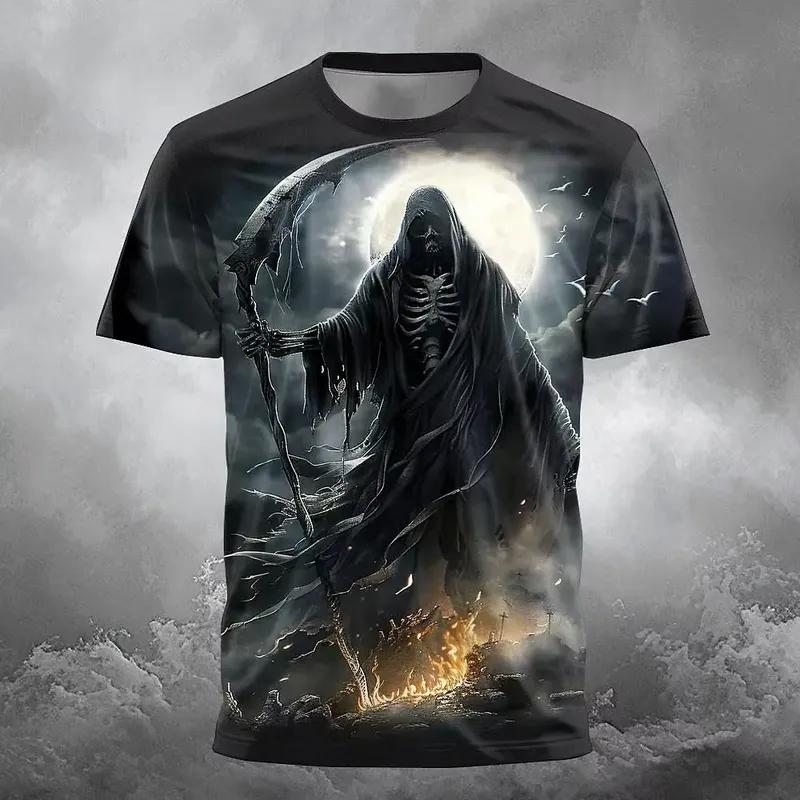 3D Printed Men Women Sports Quick Dry Breathable T Shirt Horror Skull Halloween Cosplay Party Harajuku Street Short Sleeve