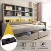 Wooden Sofa Bed 90/180 x 200 cm, Pull-Out Bed, LED Lighting, Youth Bed Frame With Sockets, Open Storage Compartments and Drawers, Grey