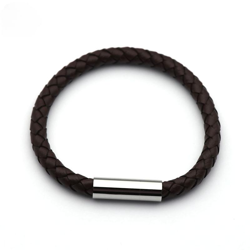 5Pcs/Lot Stainless Steel Buckle Straight Through Titanium Steel Magnetic Clasp Leather Rope Bracelet Connection Diy Making