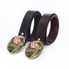 Fibbia Aquila in Bronzo Cintura in Pelle con Bandiera Americana - Accessorio di Moda da Uomo