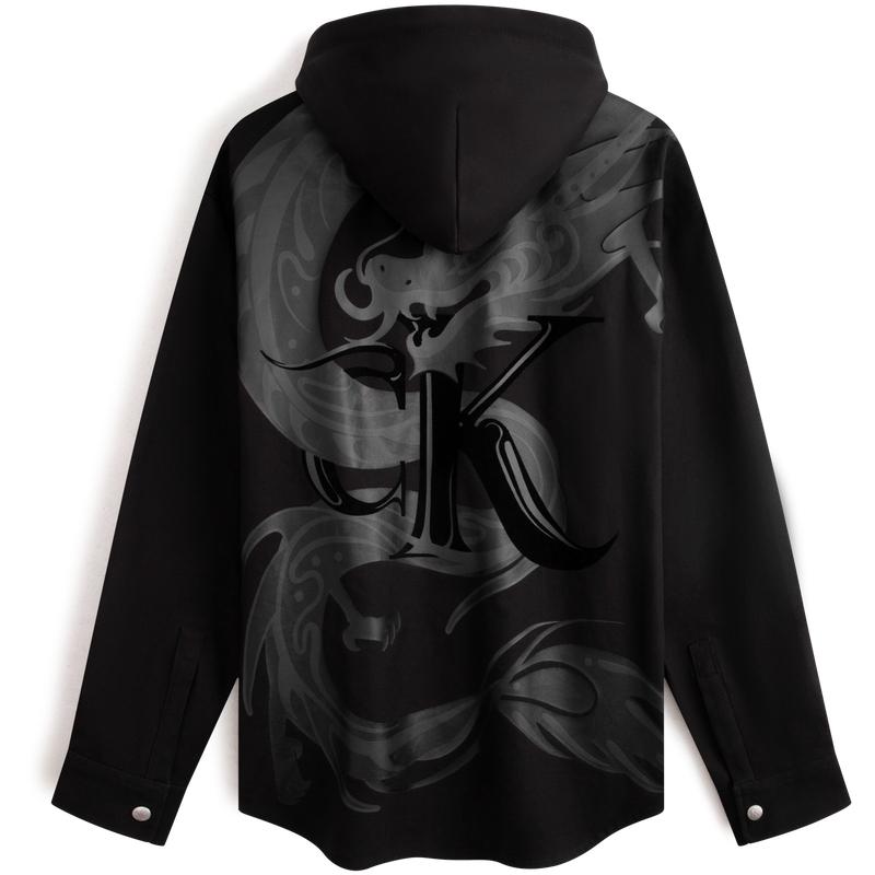 Calvin Klein Lunar New Year Series Printed Detachable Hooded Shirt Jacket Men Jacket Space-Black J324912