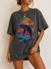 Wale Comfort Colors T-Shirt und Kinder-T-Shirt, Retro Sonnenuntergang Ozean T-Shirt, Vintage Küsten Grafikshirt und Kinder-T-Shirt, Geschenk für Strandliebhaber, Meeresleben T-Shirt