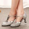 Dance Shoe High Heel Salsa Latin Tango Ballroom Soft Rubber Sole Outdoor Shoes for Dancing Sandals 4cm