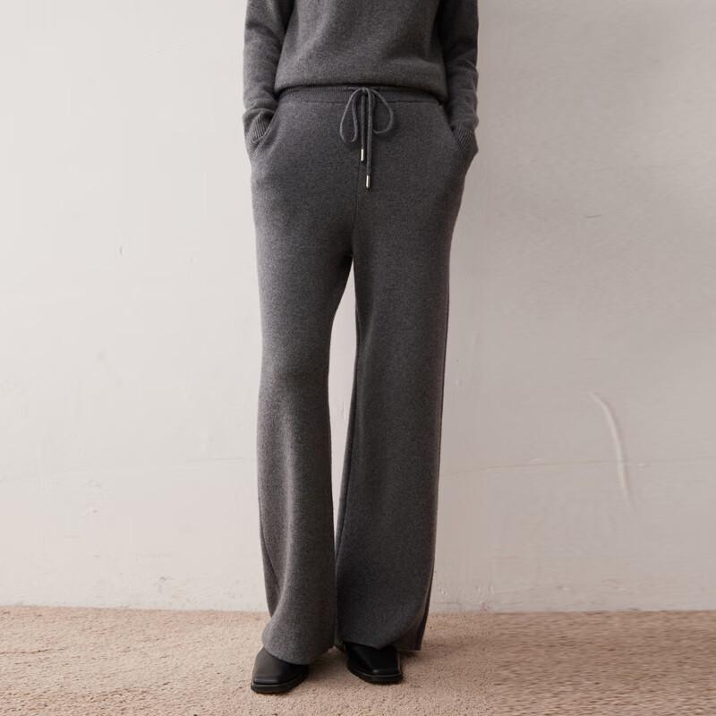 Women's High-Waist Loose Wool-Cashmere Blend Wide-Leg Pants