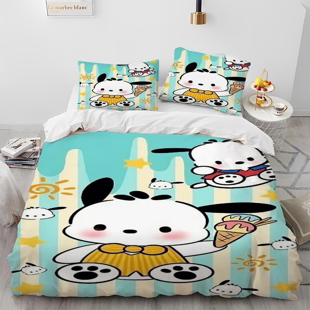 Sanrio Cute Pochacco Bedding Sets Comforter Cover Bed Cover Duvet Cover Pillow Case 2-3 Pieces Sets Room Home Decoration