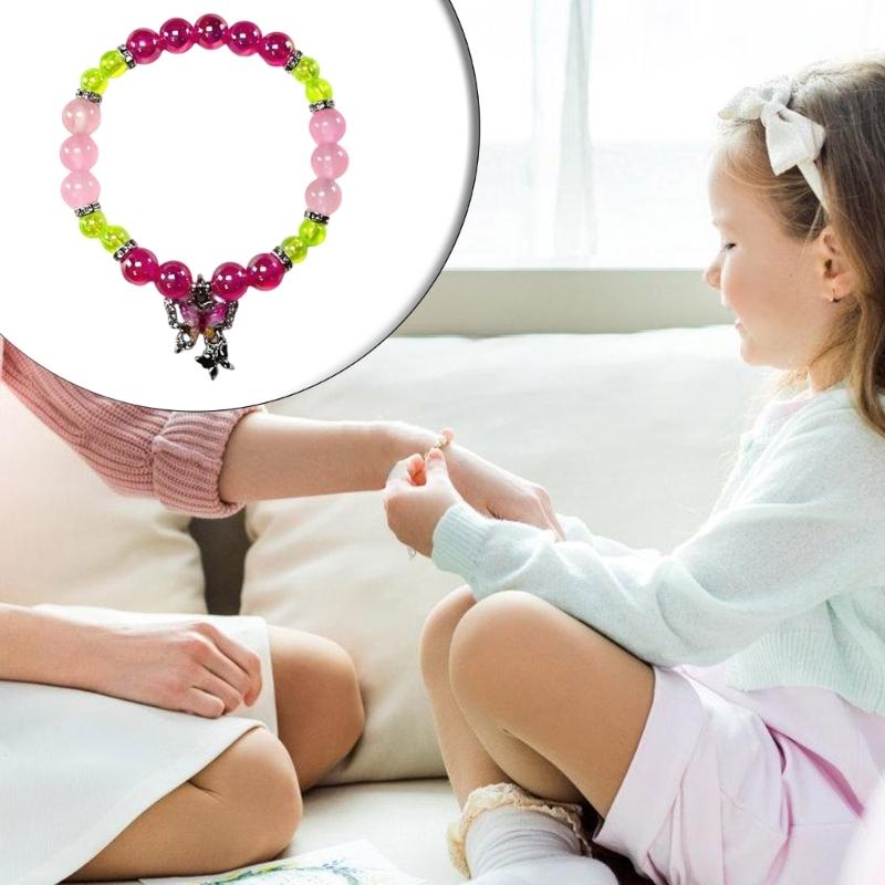 Stylish Crystal Bracelet With Butterfly Pendant Beaded Wristband Handmade Friendship Wristchain for Women Girls