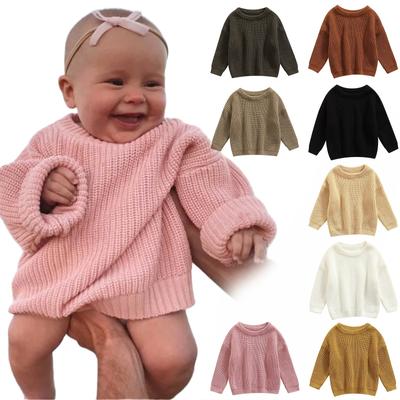 Zimné detské oblečenie pulóver pletený sveter jednofarebný oversized hrubý, dlhý rukáv teplý top pre chlapcov aj dievčatá