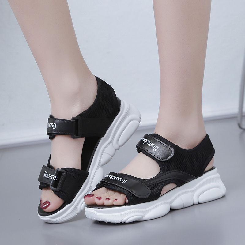 Plateausandalen für Damen im koreanischen Stil mit Klettverschluss für Strand und Sport