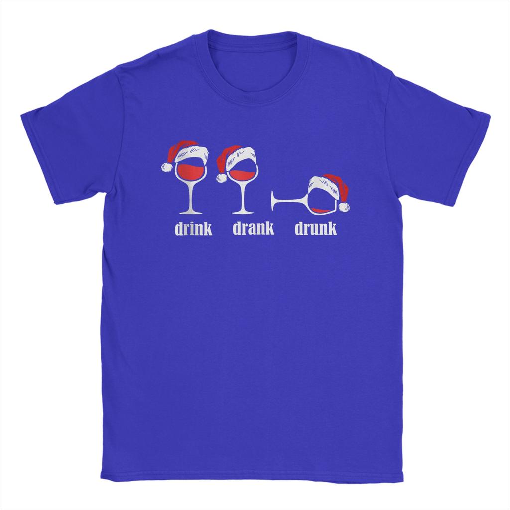Drink Drank Drunk Weingläser Weinliebhaber Weihnachten Herren T-Shirts Neuheit T-Shirts Kurzarm O-Ausschnitt T-Shirts Baumwolle 4XL 5XL Tops