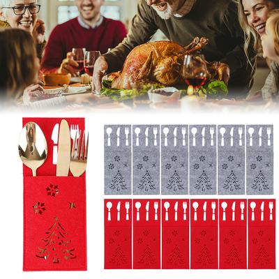 4PCS Christmas Rectangular Cutlery Bag