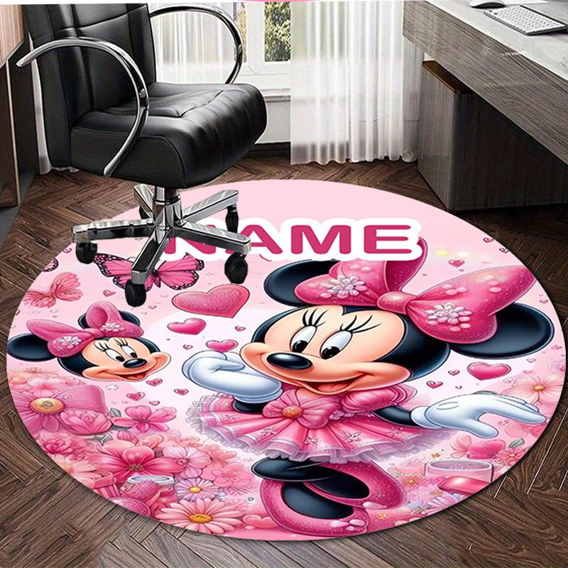 Personalized M-Minnie Round Chair Office Rug - Perfect for Mat, Office Chair & More - Ideal Gift for Birthdays and Holidays