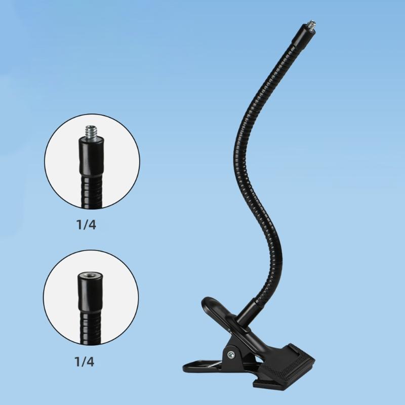 Flexible 360 Degree Rotatable Gooseneck Arm Stand Heavy Duty Clamp Microphone Holder for Podcast Video Streaming