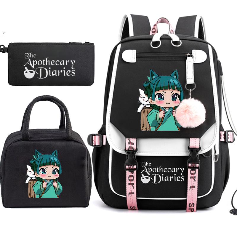 The Apothecary Diaries Maomao Anime Schoolbag School Backpack Teens Girl Casual Daypack Student Back To School Bookbag 3pcs/set