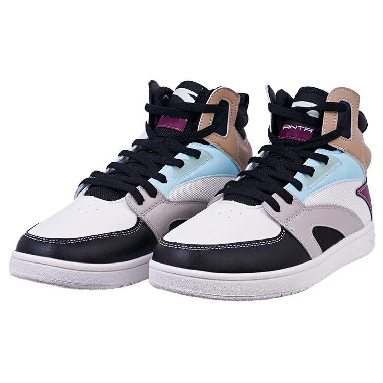 New Anta Street Naughty High Top Skateboard Shoes Men's White Gray Brown 112238067-4