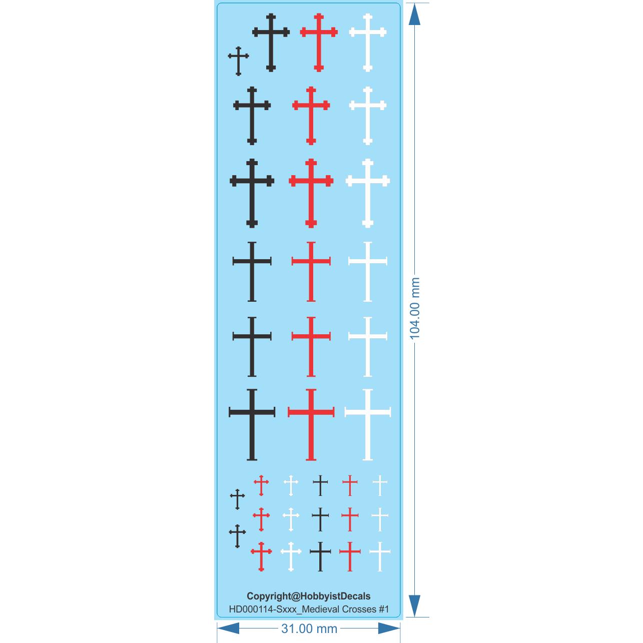Medieval Crosses #1 - Water Decals - Waterslide, xxx - Other Decals - Waterslide,  1/Sxxx