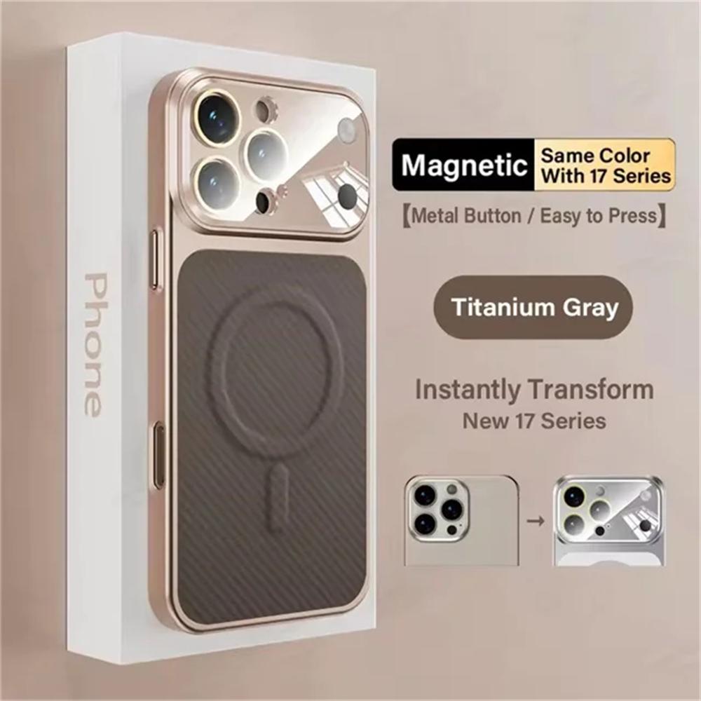 Luxury Carbon Fiber Leather Phone Case For iPhone 17 16 15 14 13 Pro Max For Magsafe Magnetic Wireless Charging Shockproof Phone Cover