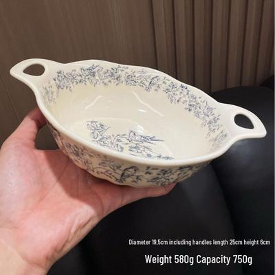 ZISIZ Azure Dream Blue Floral Ceramic Dessert Bowl