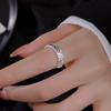 PONYKISS  Sterling Silver Minimalist Geometric Opening Rings for Women Classic Shining Fine  Light Luxury Accessories